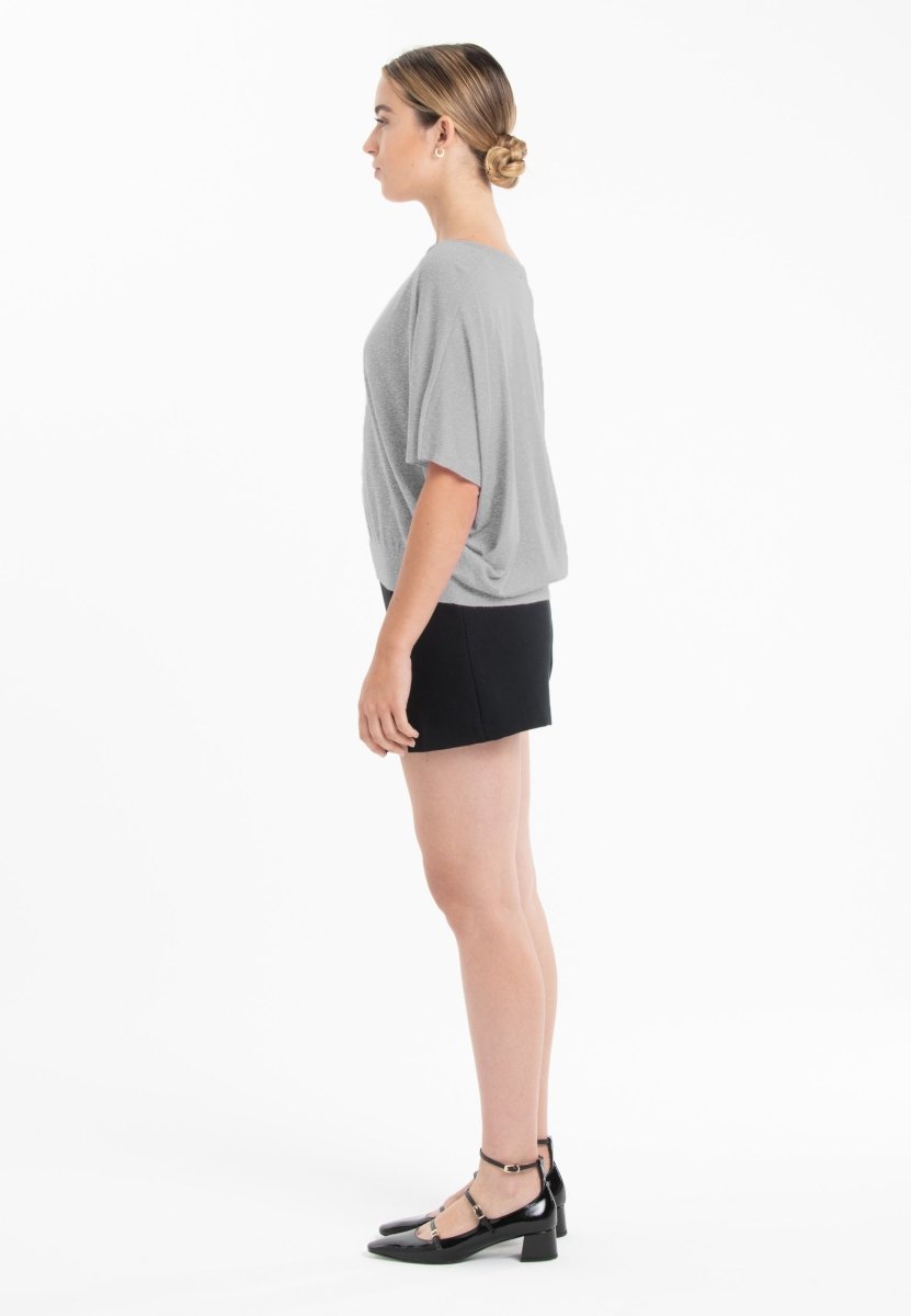 Pull col V manches chauve souris ultrafin cachemire et laine gris femme - KELLY 6-col v femme-Studio Cashmere8-S-M-SC8-01066-gris-Urbanheer