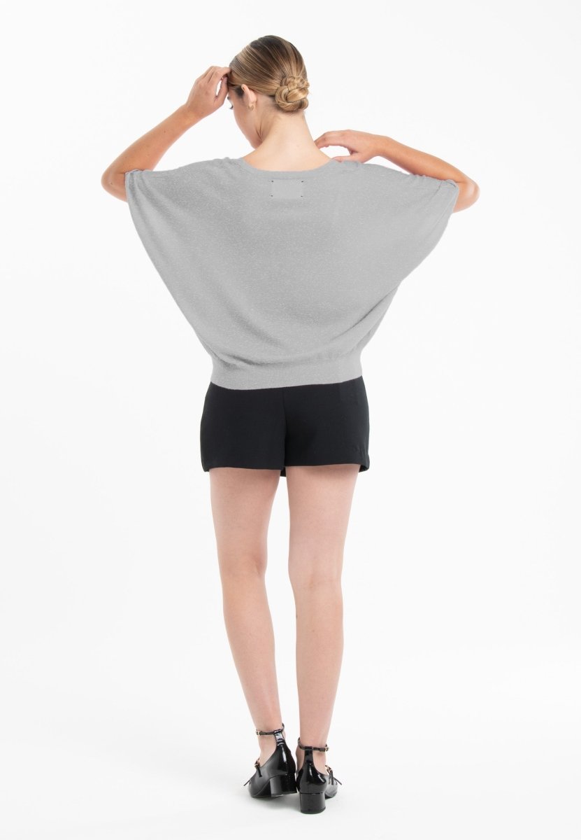 Pull col V manches chauve souris ultrafin cachemire et laine gris femme - KELLY 6-col v femme-Studio Cashmere8-S-M-SC8-01066-gris-Urbanheer