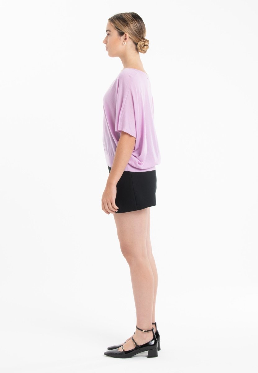 Pull col V manches chauve souris ultrafin cachemire et laine lavande femme - KELLY 6-col v femme-Studio Cashmere8-S-M-SC8-01065-lavande-Urbanheer