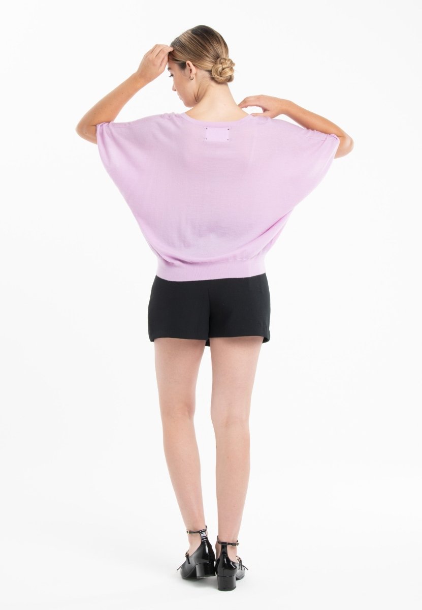 Pull col V manches chauve souris ultrafin cachemire et laine lavande femme - KELLY 6-col v femme-Studio Cashmere8-S-M-SC8-01065-lavande-Urbanheer