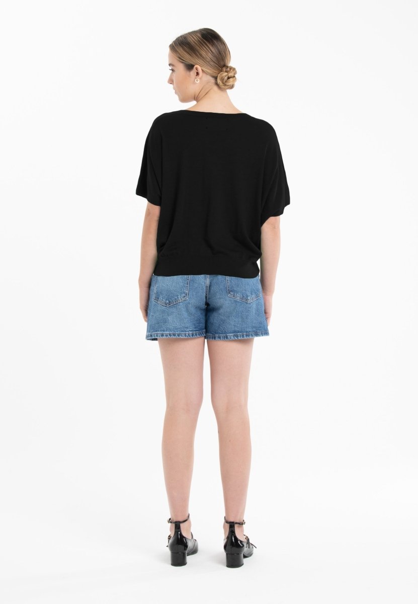 Pull col V manches chauve souris ultrafin cachemire et laine noir femme - KELLY 6-col v femme-Studio Cashmere8-S-M-SC8-01126-noir-Urbanheer