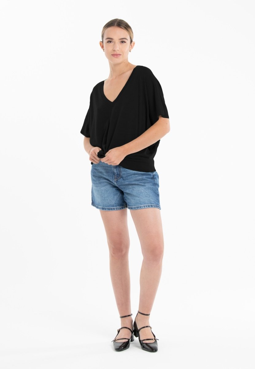 Pull col V manches chauve souris ultrafin cachemire et laine noir femme - KELLY 6-col v femme-Studio Cashmere8-S-M-SC8-01126-noir-Urbanheer