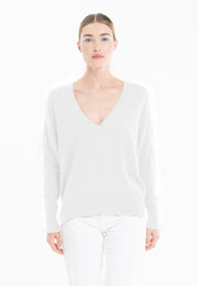 Pull col V oversize ultrafin cachemire et laine blanc femme - KELLY 10-col v femme-Studio Cashmere8-S-M-SC8-01129-blanc-Urbanheer