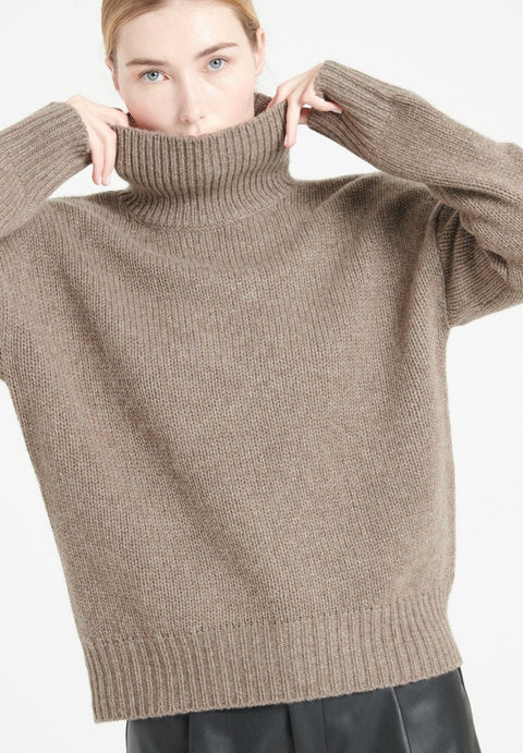 Pull col cheminé cachemire 10 fils taupe femme - MIA 9-col cheminé femme-Studio Cashmere8-XL-SC8-00372-taupe-Urbanheer