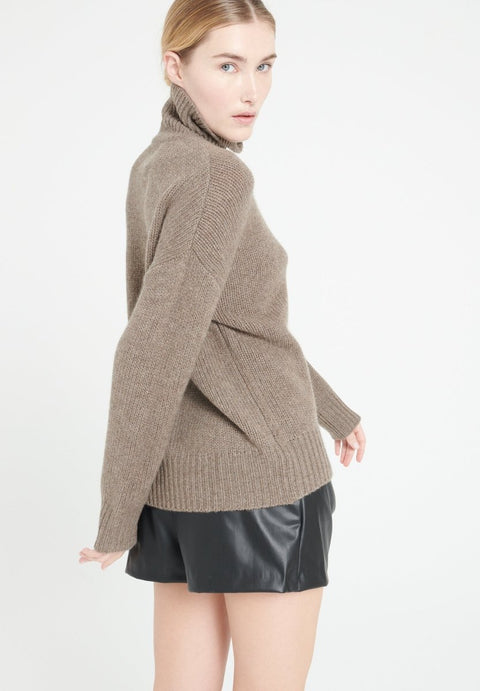 Pull col cheminé cachemire 10 fils taupe femme - MIA 9-col cheminé femme-Studio Cashmere8-XL-SC8-00372-taupe-Urbanheer