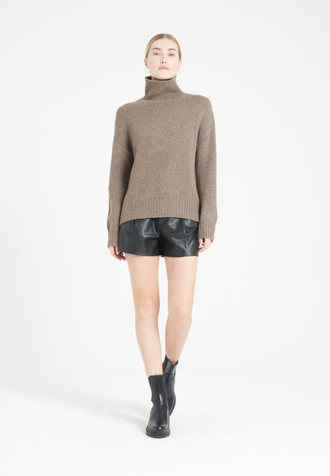 Pull col cheminé cachemire 10 fils taupe femme - MIA 9-col cheminé femme-Studio Cashmere8-XL-SC8-00372-taupe-Urbanheer