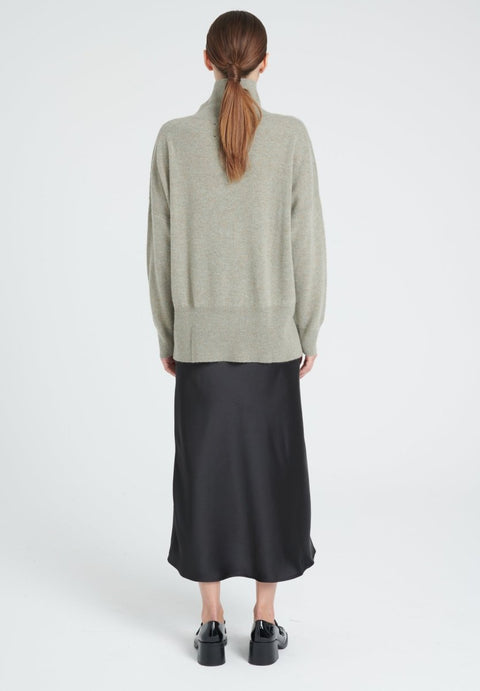 Pull col montant cachemire kaki taupe chiné femme - ZAYA 13-col montant femme-Studio Cashmere8-S-M-SC8-00509-kaki taupe chiné-Urbanheer