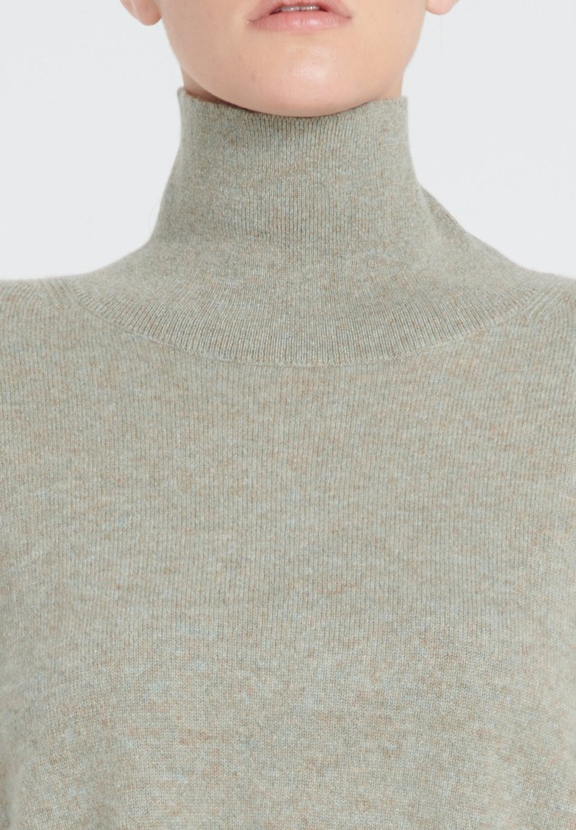 Pull col montant cachemire kaki taupe chiné femme - ZAYA 13-col montant femme-Studio Cashmere8-S-M-SC8-00509-kaki taupe chiné-Urbanheer