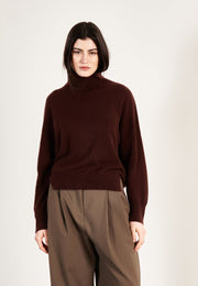 Pull col montant femme en cachemire marron - ZAYA 13-0