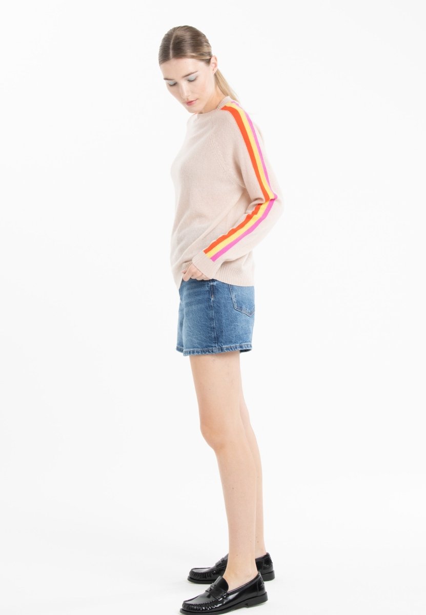 Pull col rond en cachemire skin/ mandarine/ jaune/ rose femme - KELLY 30-col rond femme-Studio Cashmere8-S-SC8-01076-skin/mandarine/jaune fluo/rose barbie-Urbanheer