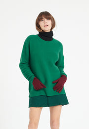 Pull col rond femme en cachemire 4 fils vert émeraude - LILLY 30-0