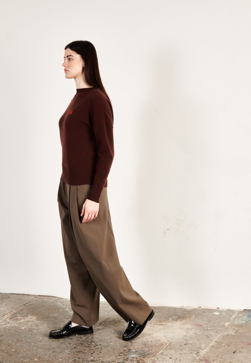 Pull col rond femme en cachemire marron - HANA 2-2