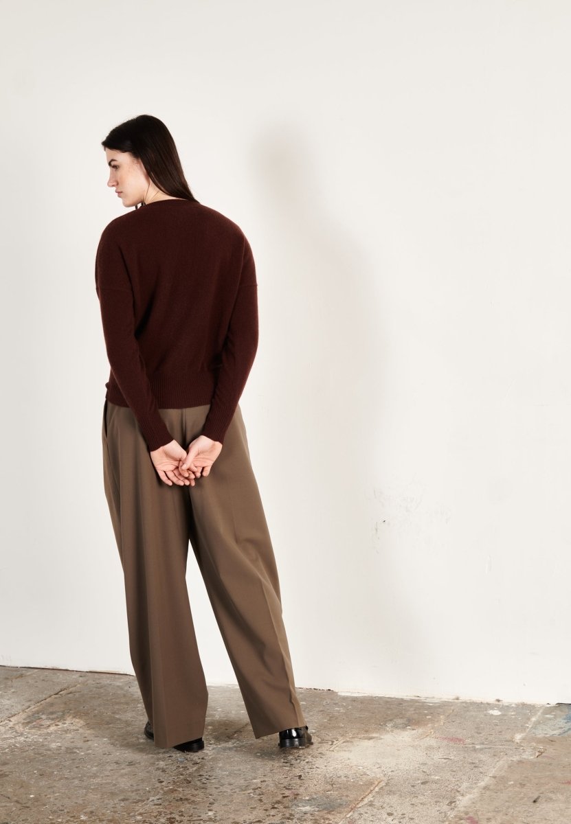 Pull col rond femme en cachemire marron - HANA 2-3