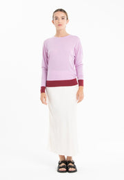 Pull col rond oversize ultrafin cachemire et laine lavande/ rouge femme - KELLY 3-col rond femme-Studio Cashmere8-S-M-SC8-01033-lavande/rouge-Urbanheer