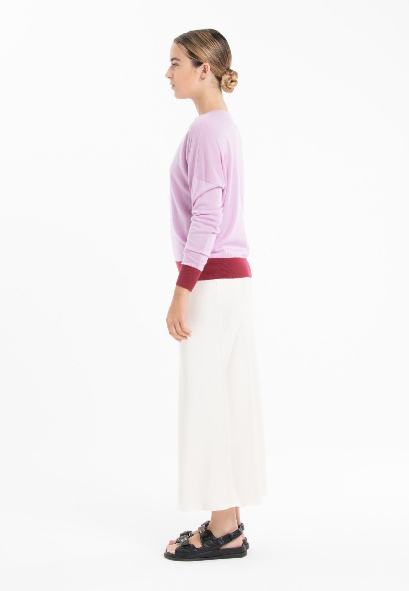 Pull col rond oversize ultrafin cachemire et laine lavande/ rouge femme - KELLY 3-col rond femme-Studio Cashmere8-S-M-SC8-01033-lavande/rouge-Urbanheer