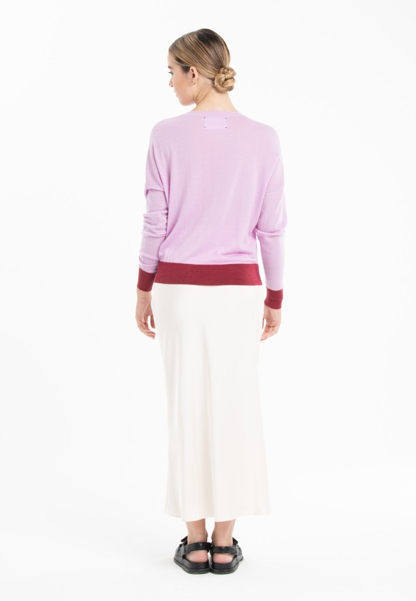 Pull col rond oversize ultrafin cachemire et laine lavande/ rouge femme - KELLY 3-col rond femme-Studio Cashmere8-S-M-SC8-01033-lavande/rouge-Urbanheer
