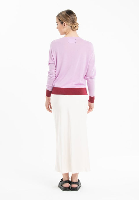Pull col rond oversize ultrafin cachemire et laine lavande/ rouge femme - KELLY 3-col rond femme-Studio Cashmere8-S-M-SC8-01033-lavande/rouge-Urbanheer