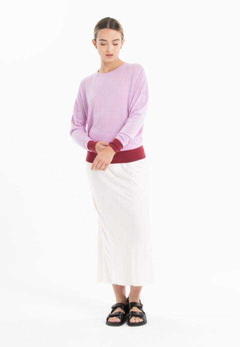 Pull col rond oversize ultrafin cachemire et laine lavande/ rouge femme - KELLY 3-col rond femme-Studio Cashmere8-S-M-SC8-01033-lavande/rouge-Urbanheer