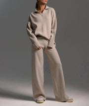 Pullover Sweater Wide-Leg Trousers Two Piece Set-Set-Rosa Clothing-S-Khaki-Urbanheer
