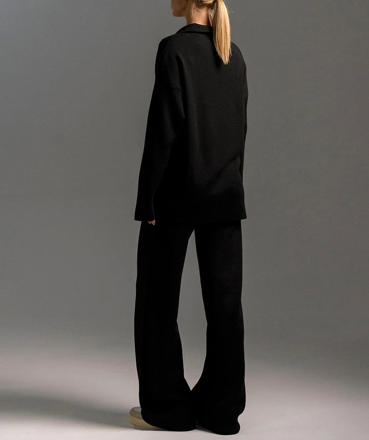 Pullover Sweater Wide-Leg Trousers Two Piece Set-Set-Rosa Clothing-S-HazeBlue-Urbanheer