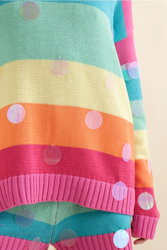 Pullover Sweater with Shorts Set-Set-Blue B-S-RAINBOW-Urbanheer