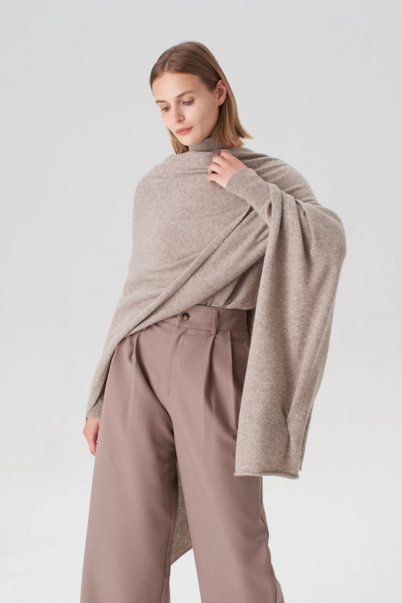 Pure Cashmere Travel Wrap - Oatmeal-scarfs-Pissenlit-Oatmeal-Urbanheer