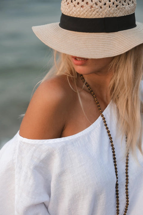 Pure Linen White Top-Top-Moa-Bust 39“ inches (100 cm) Waist 18.8“ inches (122 cm) Length 20” inches (53 cm)-White-Urbanheer