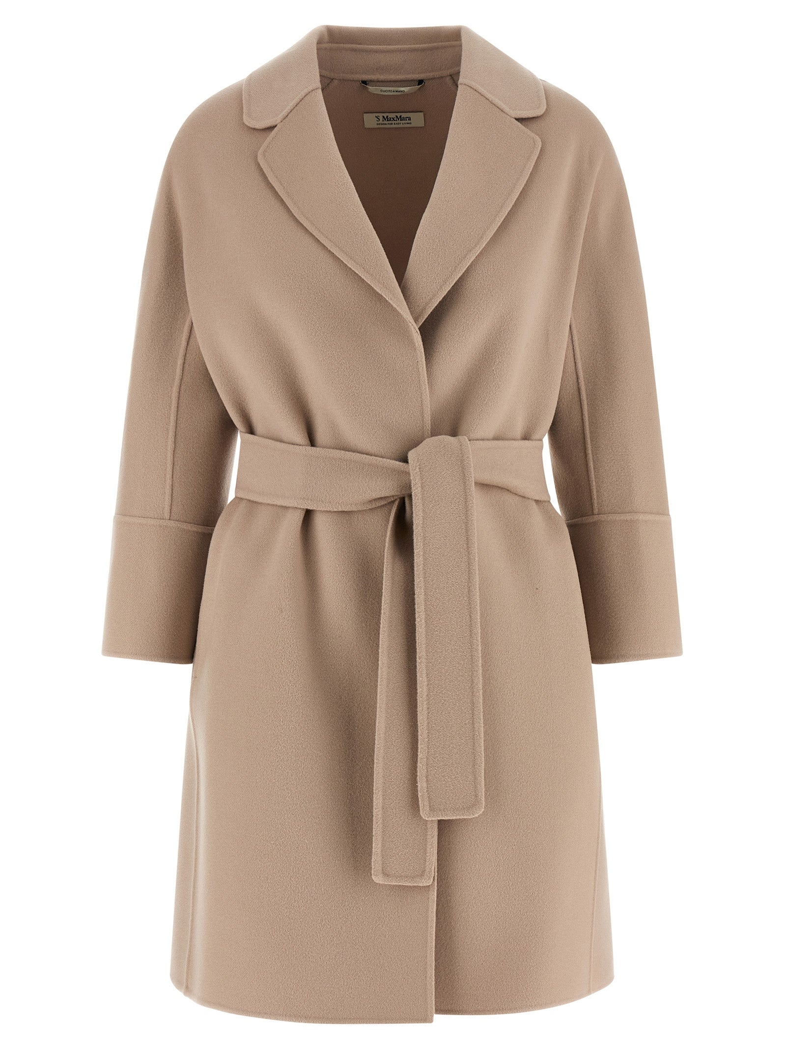 Pure Wool Cocoon Coat with Removable Belt for Comfort