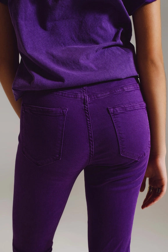 Purple Ankle Skinny Jeans with Soft Wrinkles-Jeans-Q2-XS-Purple-Urbanheer