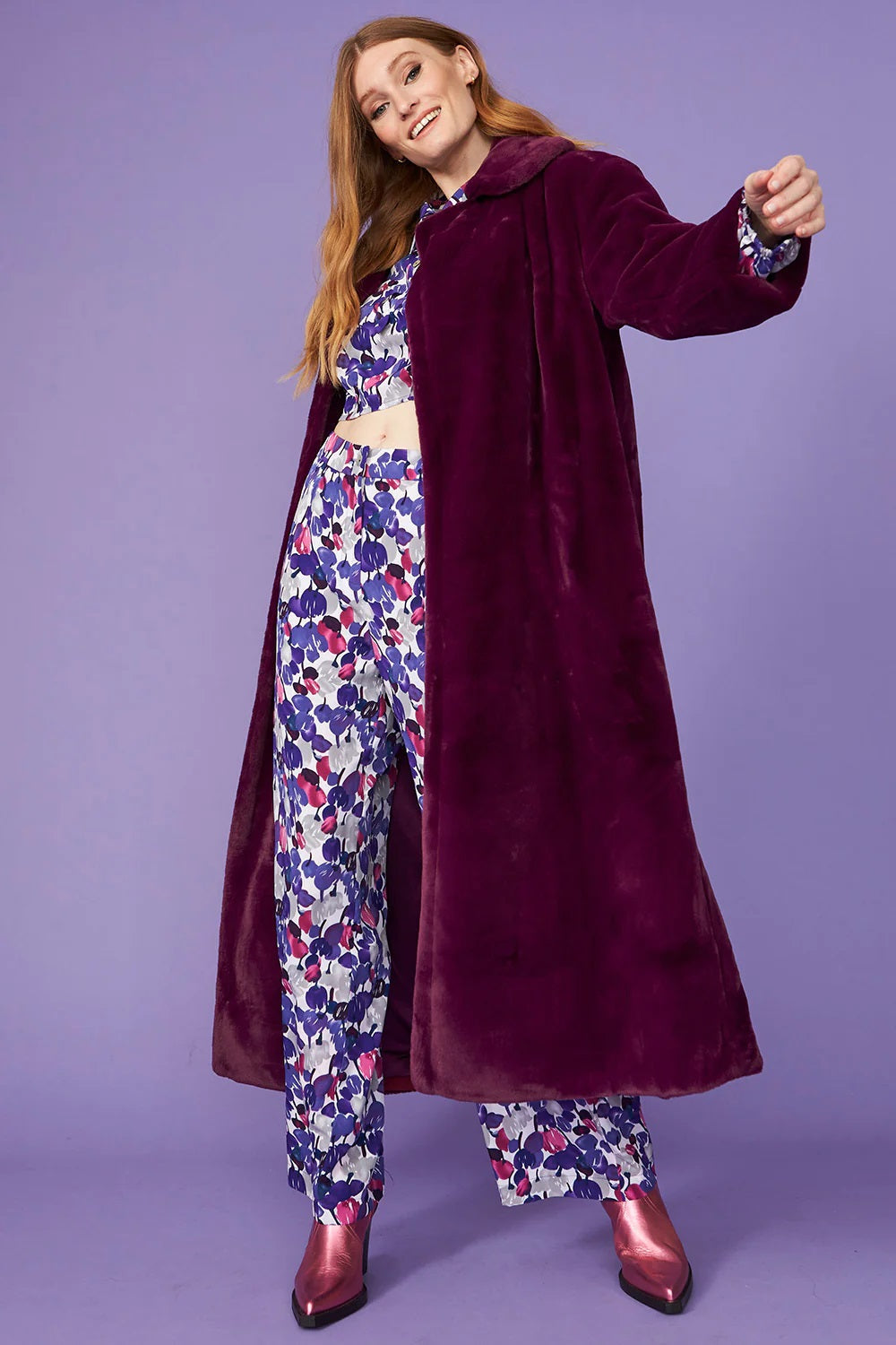 Purple Faux Fur Maxi Coat-Faux Fur Coats-Buy Me Fur Ltd-S-M-Purple-Faux Fur-Urbanheer