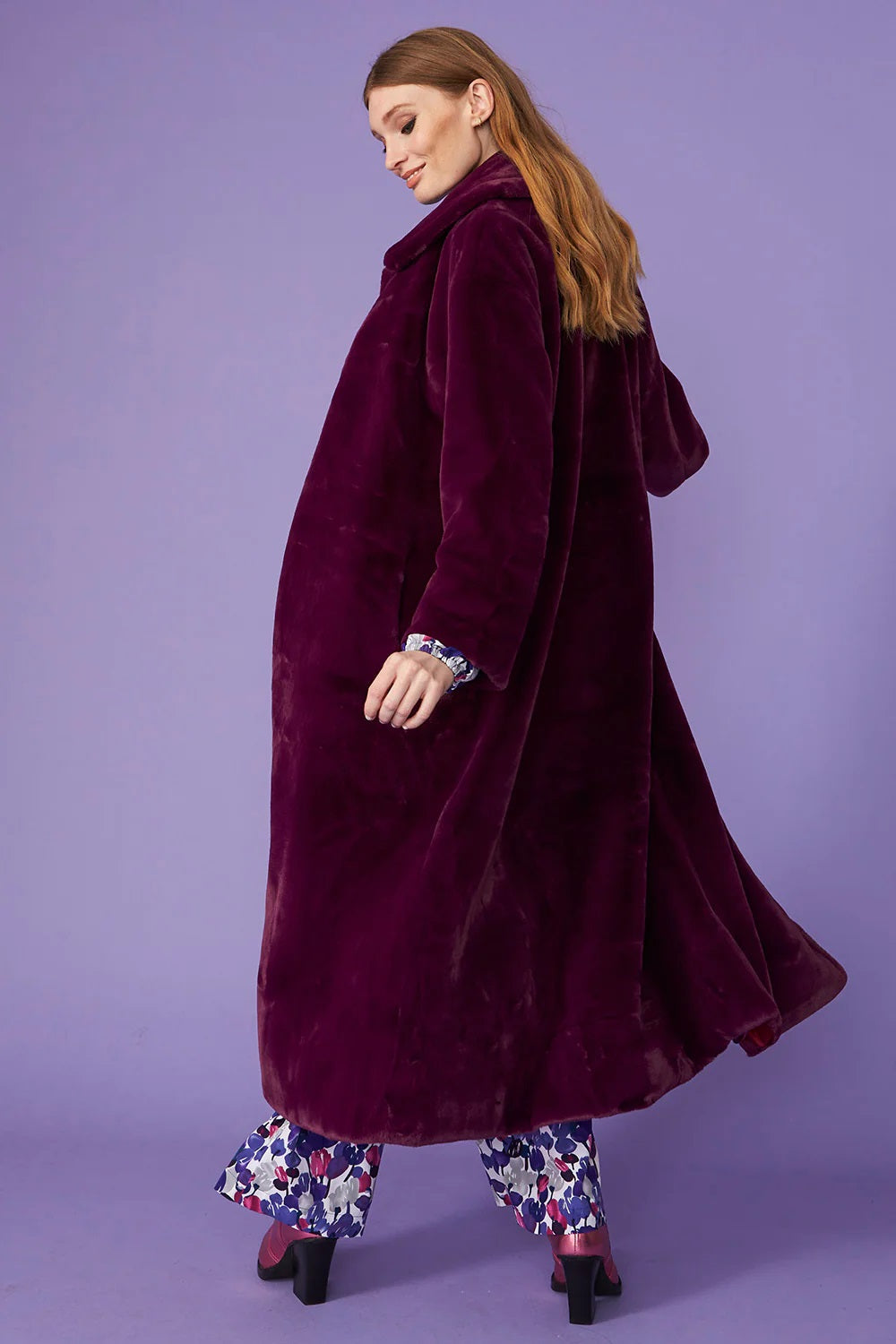 Purple Faux Fur Maxi Coat-Faux Fur Coats-Buy Me Fur Ltd-S-M-Purple-Faux Fur-Urbanheer