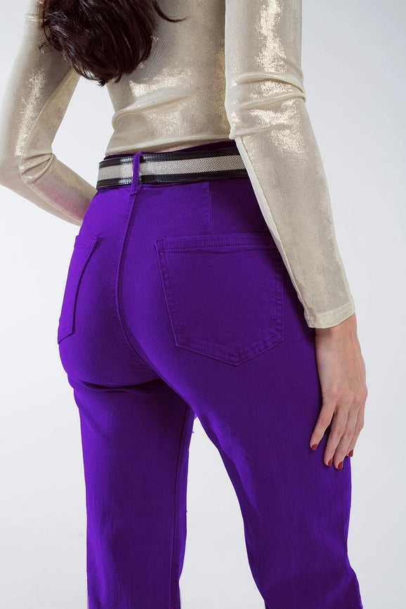 Purple Flair Jeans with Large Front Pockets-Jeans-Q2-XS-Purple-Urbanheer