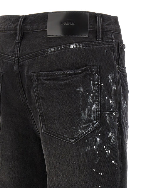 Purple P011 Knee Slit Paint Jeans