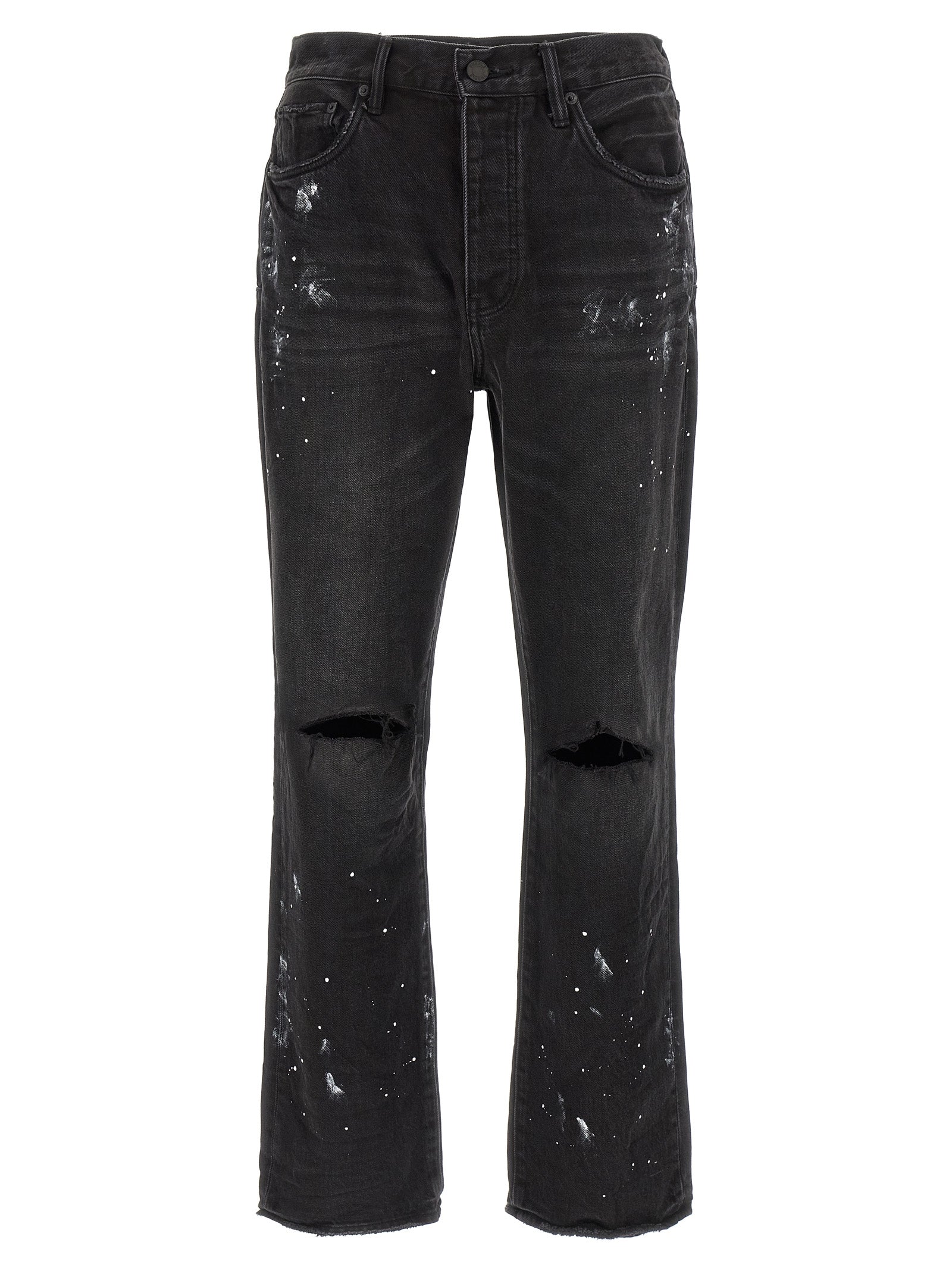 Purple P011 Knee Slit Paint Jeans