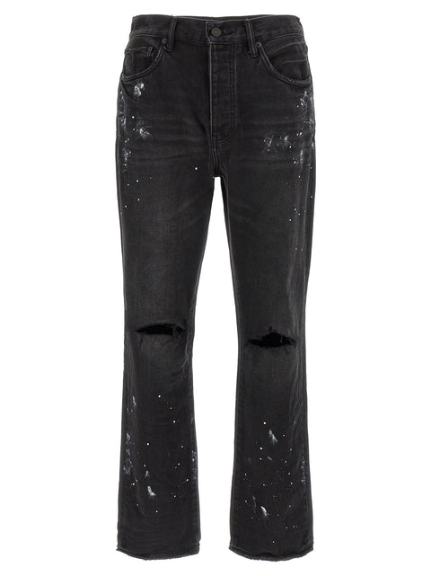 Purple P011 Knee Slit Paint Jeans