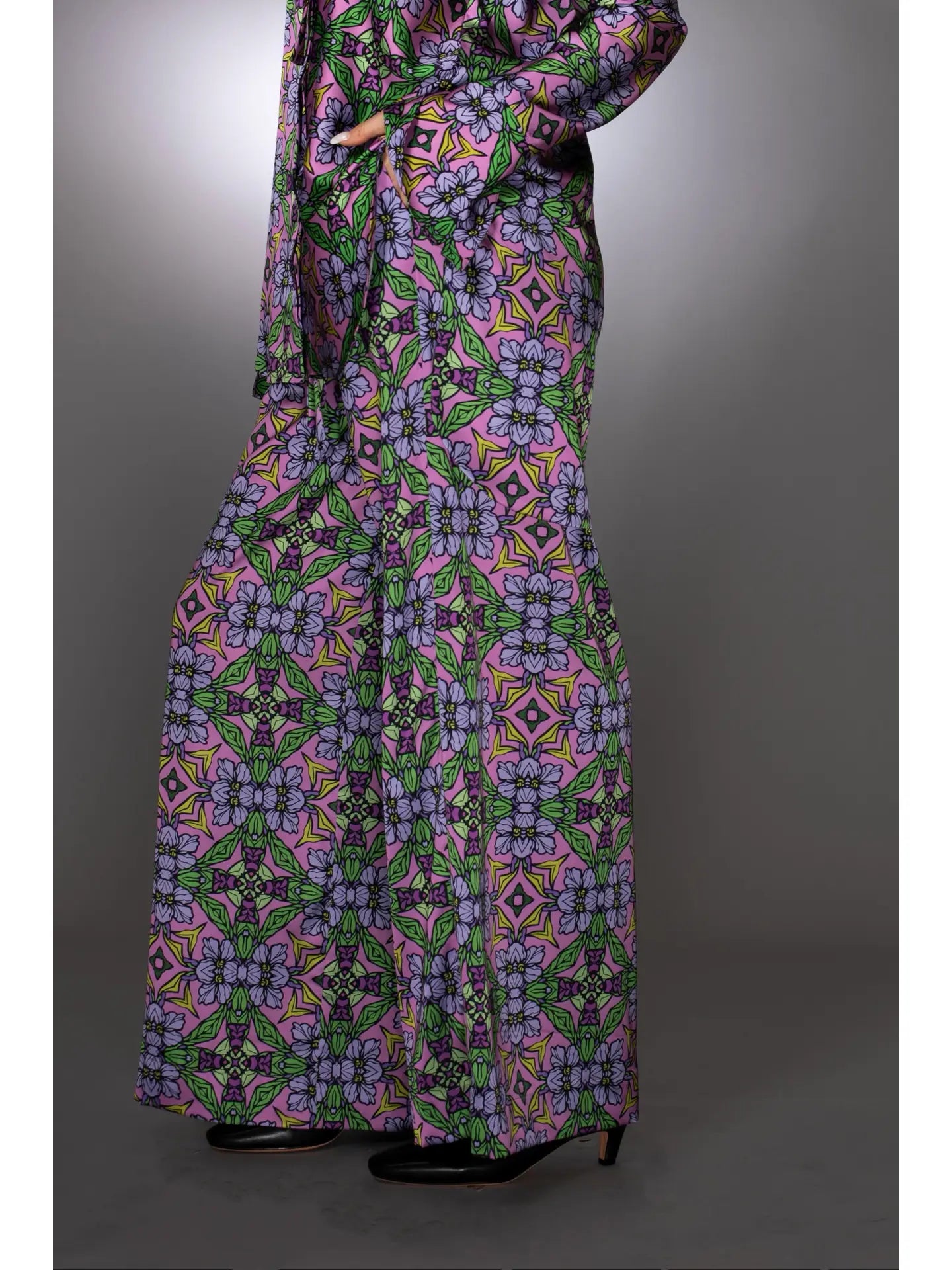 Purple Stretch Satin Drawstring Pants