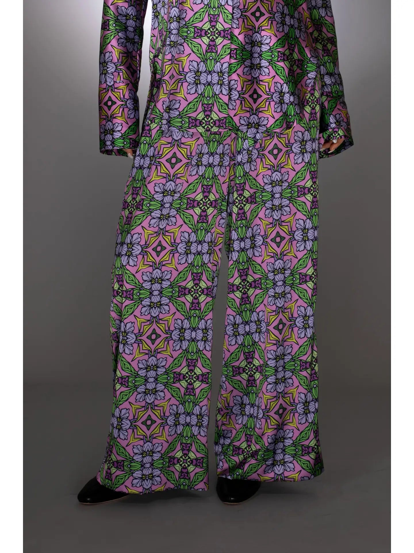 Purple Stretch Satin Drawstring Pants