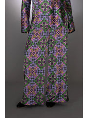 Purple Stretch Satin Drawstring Pants