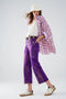 Purple Wide Leg Jeans with Metallic Finish in Gold-Jeans-Q2-XS-Purple-Urbanheer