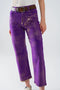 Purple Wide Leg Jeans with Metallic Finish in Gold-Jeans-Q2-XS-Purple-Urbanheer