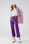 Purple Wide Leg Jeans with Metallic Finish in Gold-Jeans-Q2-XS-Purple-Urbanheer