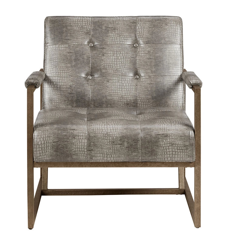 Python Snakeskin Pu Leather Accent Chair, Grey *-Chair-Olliix-29.375"W x 33.5"D x 33.5"H-Urbanheer