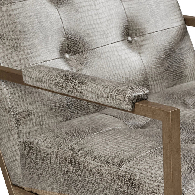 Python Snakeskin Pu Leather Accent Chair, Grey *