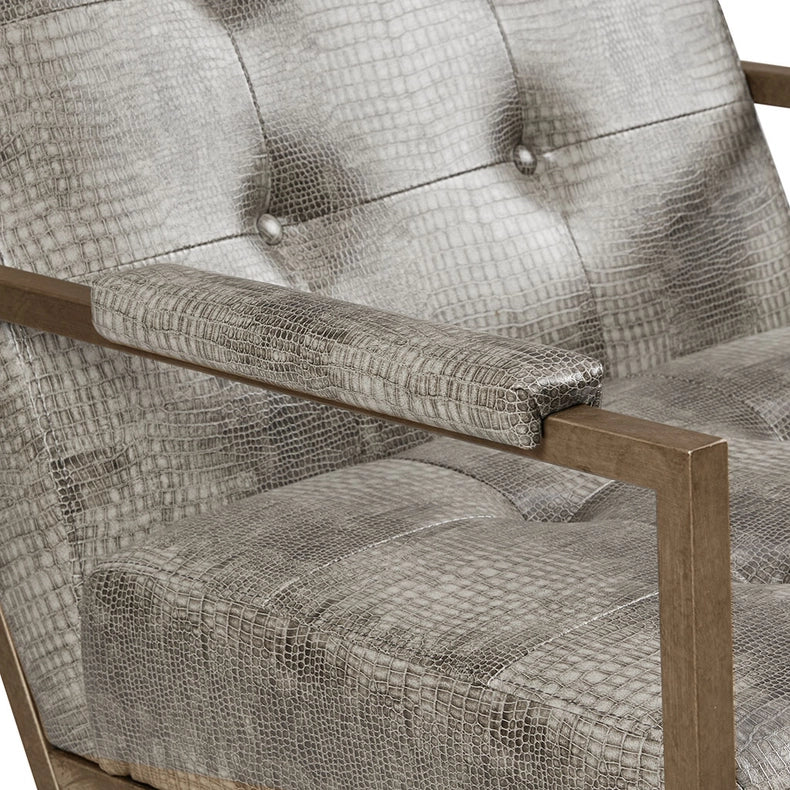 Python Snakeskin Pu Leather Accent Chair, Grey *-Chair-Olliix-29.375"W x 33.5"D x 33.5"H-Urbanheer
