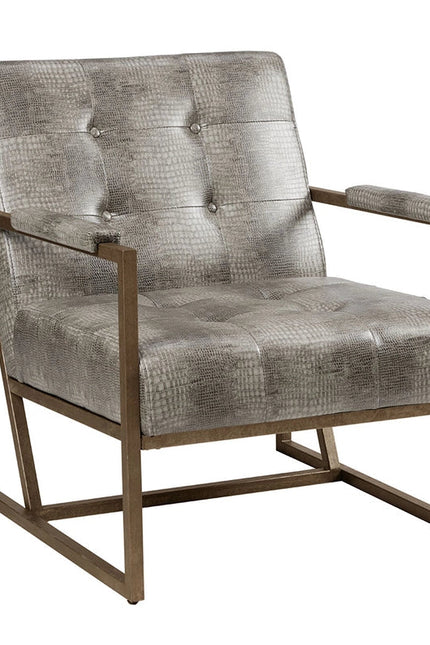 Python Snakeskin Pu Leather Accent Chair, Grey *