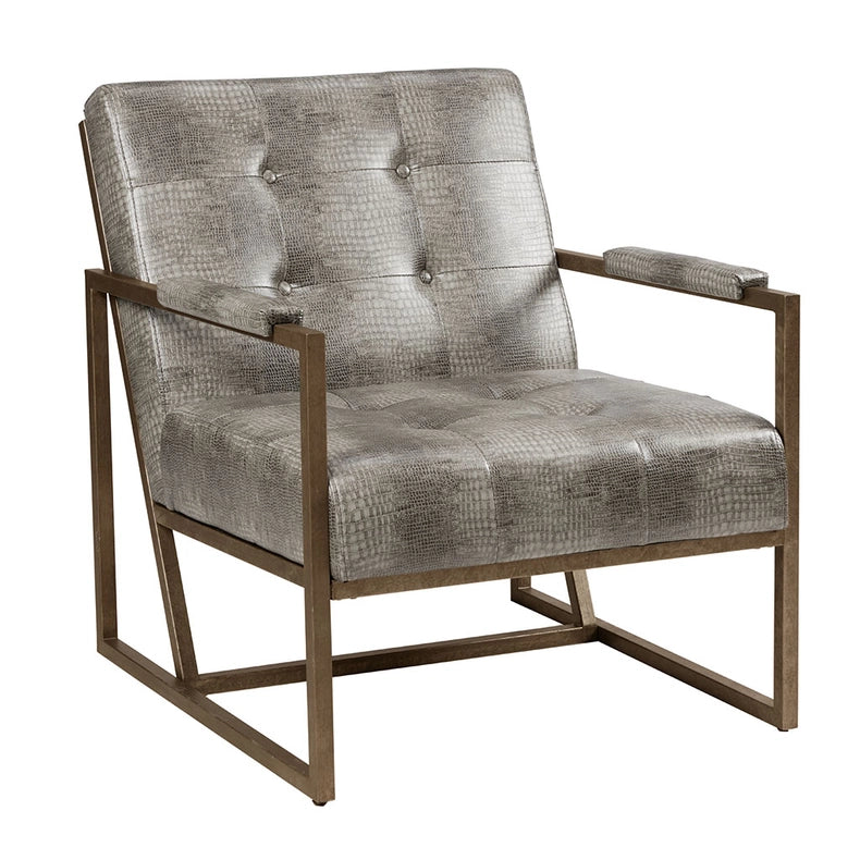 Python Snakeskin Pu Leather Accent Chair, Grey *-Chair-Olliix-29.375"W x 33.5"D x 33.5"H-Urbanheer