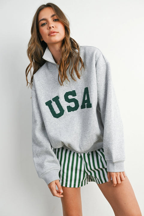 Quarter Zip Long Sleeve Sweatshirt