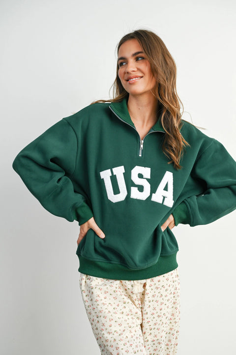 Quarter Zip Long Sleeve Sweatshirt