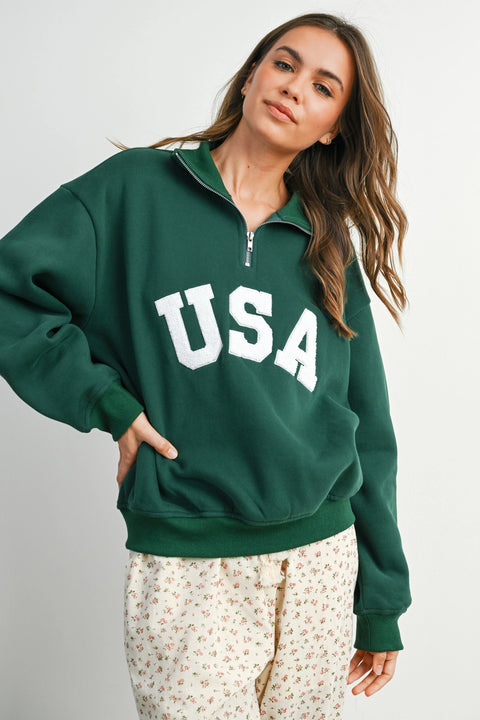 Quarter Zip Long Sleeve Sweatshirt