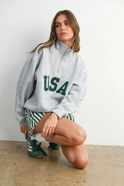 Quarter Zip Long Sleeve Sweatshirt